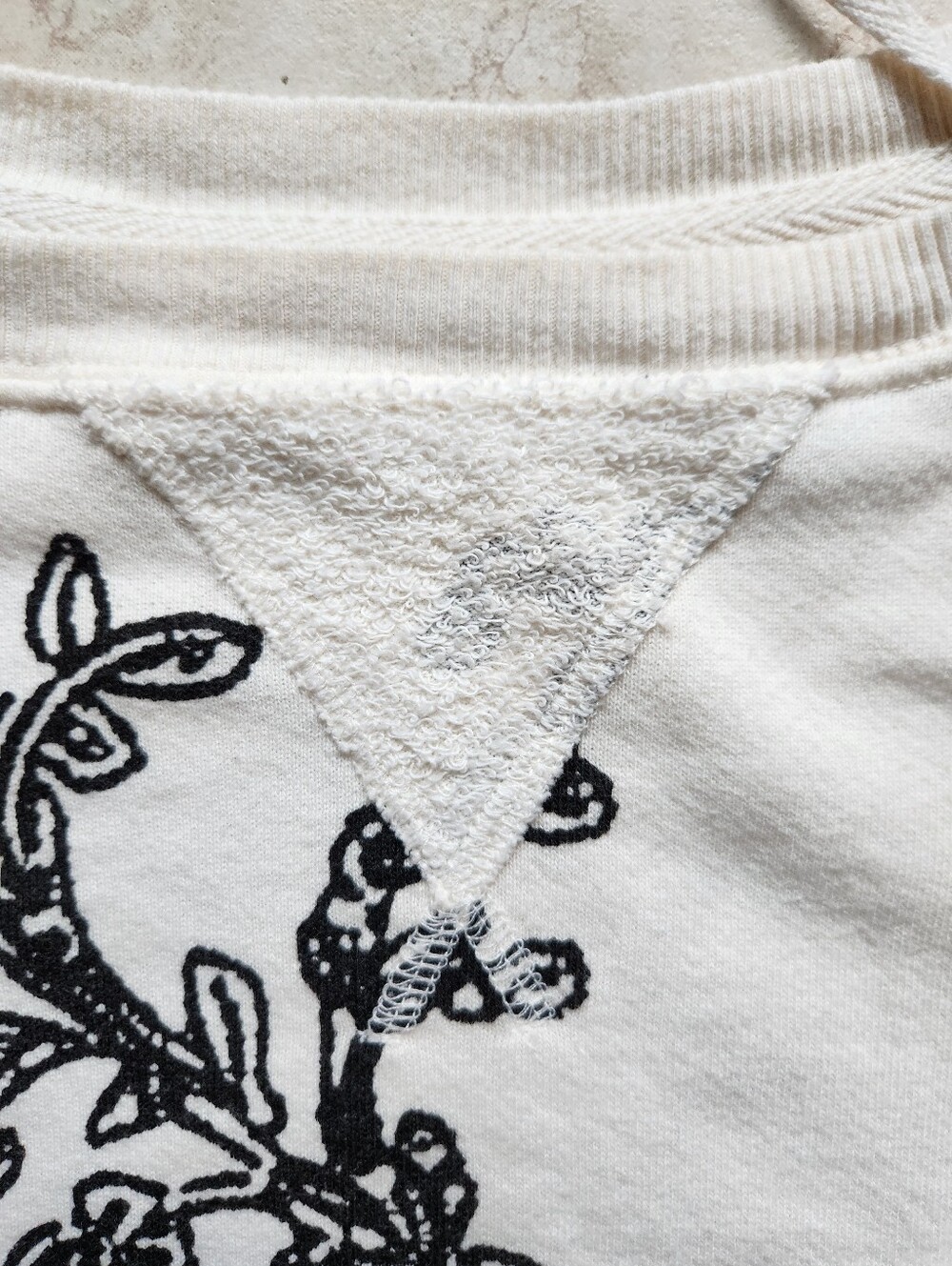We The Free Free People Oversized Floral Crewneck Sweatshirt Large Cream Black - Picture 5 of 9